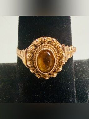 Portuguese Gold Cocktail Ring with an Amber Stone in center
Still GORGEOUS!